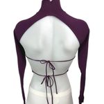 ZARA Purple Ribbed Open Tie Back Turtleneck Long Sleeve Crop Knit Sweater Top S Photo 1