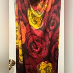 Alice + Olivia  Silk V-Neck Halter Top Maxi Dress Red Orange Roses Size Large Photo 8