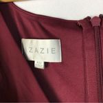 Azazie  Red Surplice Neckline Embellished Belt Long Sleeve Maxi Formal Gown 22 Photo 3