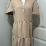 DKNY Beige Button-Up Midi Dress Size 12 Photo 0