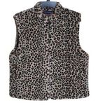 Preston & York  faux fur leopard zippered vest. Small Photo 0