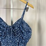 Missufe XL Chic Ditsy Floral Spaghetti Strap Mini Dress Ruched Boho Flowy Blue Photo 6