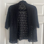 Eileen Fisher  Womens Medium Black Wool Open Knit Cardigan Sweater Photo 0