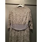 Kiyonna Screen Siren Lace evening Gown Drape V Neck 3/4 Sleeve Twilight Grey 2 Gray Size 18 Photo 10