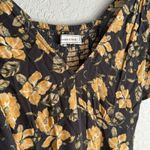 Abercrombie & Fitch Mini Dress Floral Y2K Rayon Grey Gold Smocked Boho XS Photo 3