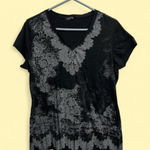 Seven7  Black Graphic Short Sleeve Blouse Photo 0