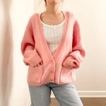 Vintage Pink Mohair Cardigan Size L Photo 2