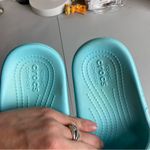 Crocs Womens Size 7 Teal Blue Classic Slide Shoes Logo Jibbitz Sandals Comfort Photo 7