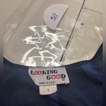 VTG 90s Looking Good Tropical Shift Dress Hawaiian Sleeveless Size Large Palm Blue Photo 4