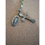 Art Deco Style RosaryAqua Glass Beads Silver Photo 4