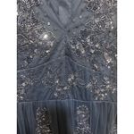 Maya Deluxe Plus Size Blue Beaded Embellished Sleeveless Tulle Dress Blue Photo 8