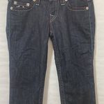 True Religion WLHJ58FE2 Americana Chain Dark Rinse Rolled Capri Jeans $209 EUC 28 Photo 4