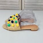 Loft  Women's Pom Pom Raffia Slides/Sandals Tan/Multi-8 Photo 1