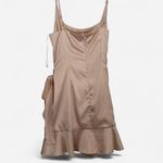 Princess Polly Cottage Hill Champagne Satin Wrap Mini Dress Ruffle Hem (Sz S/4) Photo 4