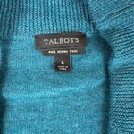 Talbots Merino Wool Cardigan Open Front Button Accent Teal Blue L (See Pics) Photo 8