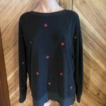 PINK - Victoria's Secret VS PINK Women’s Large Black Embroidered Roses Pullover Sweatshirt  Photo 1