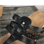 UGG  Black Leather Heeled Strappy Thong Sandals 9 Photo 3