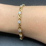 Gold Over Sterling Silver Clear Crystal Tennis Bracelet X Infinity Link 7.75” Photo 1