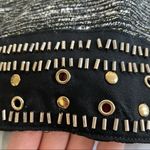 English Rose New  Beaded Grommet Hem Side Zip Tweed Mini Skirt Black Gold Photo 7