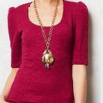 Deletta  for Anthropologie magenta textured 3/4 sleeve sweater size s Photo 0