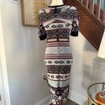 Parker  Blue Lilac Knit Dress Crochet Flower Motif Pattern Small Photo 2