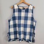 Loft Gingham Blue White Checkered Side Tie Tank Size XL Photo 0