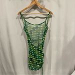 NWT y2K style funky green swirl sheer mesh open back strappy dress oversized top Photo 5