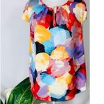 Milano Colorful Watercolor Short Sleeve Casual Vibrant Lightweight Top S Yellow Photo 1