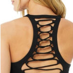 ALO YOGA Movement Sports Bra Crop Top Lace Up Corset Black Size Small Photo 0