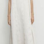 Massimo Dutti  Sleeveless Embroidered Linen Maxi Dress Cream Size M-L NWT Photo 0