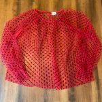 Peach Love California  Top Large Red Sheer Polka Dot Blouse Photo 0