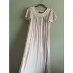 Vintage Miss Elaine Short Sleeve Long Pink Nightgown Nylon Dress Flowers Size M Size M Photo 1