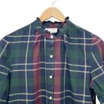 Trovata Birds of Paradis Caroline Ruffle Cuff Blouse Wine Navy Plaid Size Small Blue Photo 5