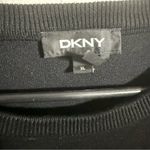 DKNY  Black Top with White Striped Sleeves Photo 2