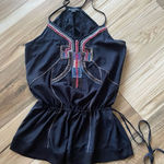 Twenty One  Multicolor Embroidery Black Top Photo 0