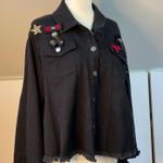 Anthropologie Women’s  Guest Editor jean jacket black swing ruffle military Photo 0