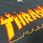Thrasher Flame Logo Cropped Black Tee Women’s Small Skate Graphic Shirt Tee Photo 2