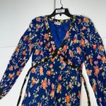 Rixo Ayla Dress blue floral v neck long sleeve belted Small size 6 Photo 2