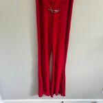 Y2K RED‎ LA FETE BELTED FLARE LEG JUMPSUIT Red Size L Photo 3