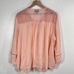 Style & Co  Boho Blouse Women 3X Peach Embroidered V-Neck Peasant Top Casual Chic Photo 3