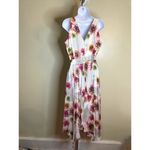 Ala. Von Auersperg 100% Silk Dress Sz. Lrg Silver NWT Floral handkerchief hem Size L Photo 3