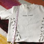 Sexy white stay cool robbed crop top corset detail Photo 4