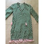 J.Crew Coverup Womens XS Green Pink Tassels Beach Coastal Swim Resort Preppy Photo 2
