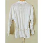 ZARA NWT 100% Linen Oversized White Shirt Rope Tie Waist Large Wide Lapel V-Neck Photo 6