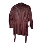 Etienne Aigner Vintage 100% Leather Double Breasted Oxblood Trench Coat Jacket Photo 3