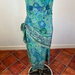 Altuzarra Sade Wrap Effect Printed Silk Midi Dress Green Size 10 Photo 5