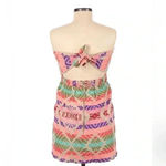 Judith March Anthropologie Neon Tribal Aztec Embroidered Strapless Dress Size M Photo 1