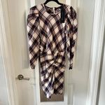 Veronica Beard NEW  Agnor Draped Plaid Mini Dress Size 4 Color Black White Photo 3
