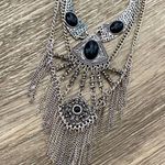 Free People Vintage goth gothic silver black statement necklace Photo 2