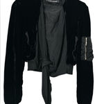 European Culture Black Velvet Bomber Jacket Photo 0